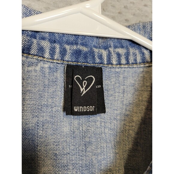 Windsor Cropped Denim Jacket Womens Small Blue Distressed Acid Wash 90s Grunge - Picture 10 of 12